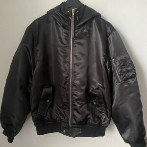 CELINE BOMBER JACKET IN SATIN-FINISH NYLON BLACK